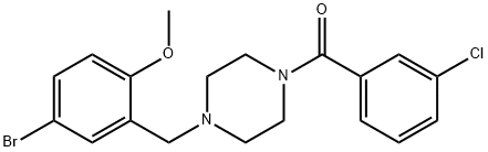 4-bromo-2-{[4-(3-chlorobenzoyl)-1-piperazinyl]methyl}phenyl methyl ether 结构式