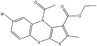 ethyl 4-acetyl-6-bromo-2-methyl-4H-thieno[2,3-b][1,4]benzothiazine-3-carboxylate 结构式