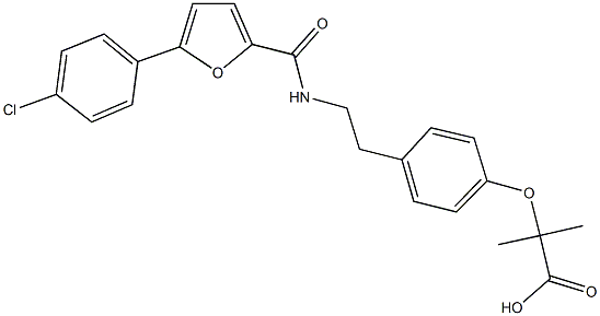 2-[4-(2-{[5-(4-chlorophenyl)-2-furoyl]amino}ethyl)phenoxy]-2-methylpropanoic acid 结构式