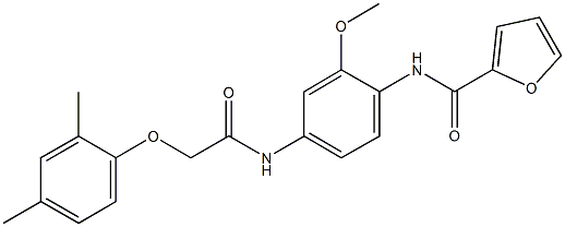 N-(4-{[(2,4-dimethylphenoxy)acetyl]amino}-2-methoxyphenyl)-2-furamide 结构式