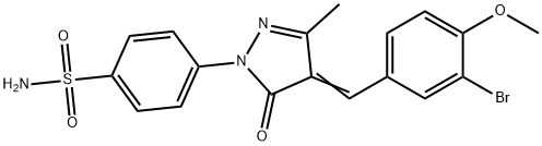 4-[4-(3-bromo-4-methoxybenzylidene)-3-methyl-5-oxo-4,5-dihydro-1H-pyrazol-1-yl]benzenesulfonamide 结构式