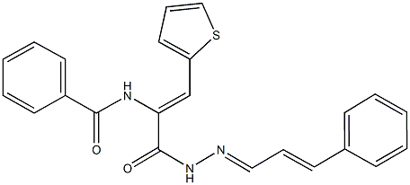 N-[1-{[2-(3-phenyl-2-propenylidene)hydrazino]carbonyl}-2-(2-thienyl)vinyl]benzamide 结构式