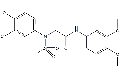 2-[3-chloro-4-methoxy(methylsulfonyl)anilino]-N-(3,4-dimethoxyphenyl)acetamide 结构式