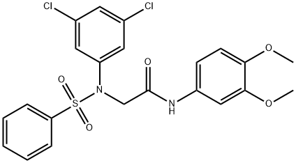 2-[3,5-dichloro(phenylsulfonyl)anilino]-N-(3,4-dimethoxyphenyl)acetamide 结构式