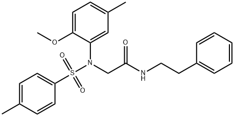 2-{2-methoxy-5-methyl[(4-methylphenyl)sulfonyl]anilino}-N-(2-phenylethyl)acetamide 结构式