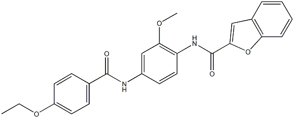 N-{4-[(4-ethoxybenzoyl)amino]-2-methoxyphenyl}-1-benzofuran-2-carboxamide 结构式