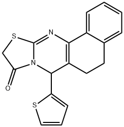 7-(2-thienyl)-5,7-dihydro-6H-benzo[h][1,3]thiazolo[2,3-b]quinazolin-9(10H)-one 结构式