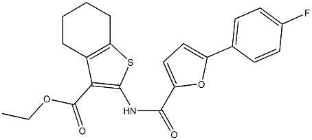 ethyl 2-{[5-(4-fluorophenyl)-2-furoyl]amino}-4,5,6,7-tetrahydro-1-benzothiophene-3-carboxylate 结构式
