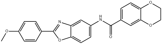 N-[2-(4-methoxyphenyl)-1,3-benzoxazol-5-yl]-2,3-dihydro-1,4-benzodioxine-6-carboxamide 结构式