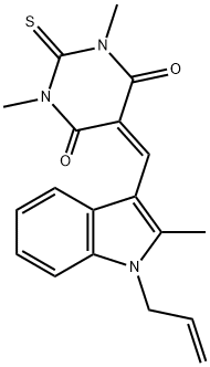 5-[(1-allyl-2-methyl-1H-indol-3-yl)methylene]-1,3-dimethyl-2-thioxodihydro-4,6(1H,5H)-pyrimidinedione 结构式