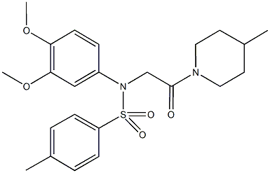 N-(3,4-dimethoxyphenyl)-4-methyl-N-[2-(4-methyl-1-piperidinyl)-2-oxoethyl]benzenesulfonamide 结构式