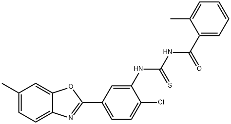 N-[2-chloro-5-(6-methyl-1,3-benzoxazol-2-yl)phenyl]-N'-(2-methylbenzoyl)thiourea 结构式