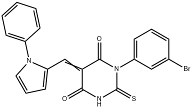 1-(3-bromophenyl)-5-[(1-phenyl-1H-pyrrol-2-yl)methylene]-2-thioxodihydro-4,6(1H,5H)-pyrimidinedione 结构式