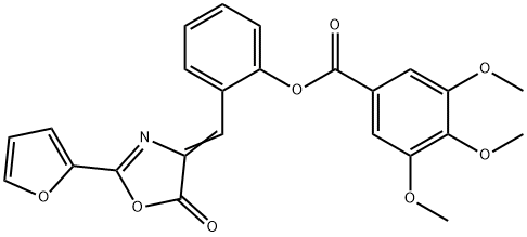 2-[(2-(2-furyl)-5-oxo-1,3-oxazol-4(5H)-ylidene)methyl]phenyl 3,4,5-trimethoxybenzoate 结构式