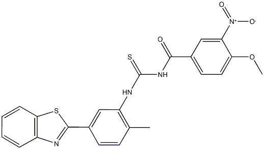 N-[5-(1,3-benzothiazol-2-yl)-2-methylphenyl]-N'-{3-nitro-4-methoxybenzoyl}thiourea 结构式