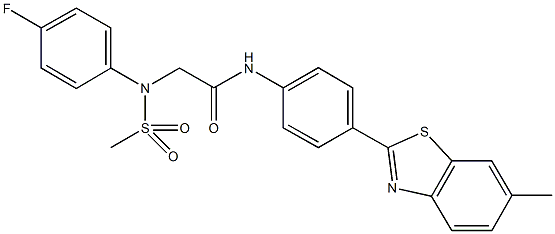 2-[4-fluoro(methylsulfonyl)anilino]-N-[4-(6-methyl-1,3-benzothiazol-2-yl)phenyl]acetamide 结构式