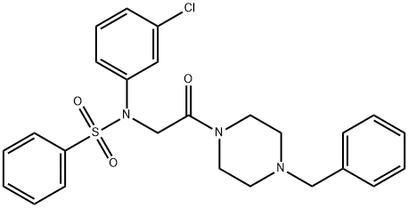 N-[2-(4-benzyl-1-piperazinyl)-2-oxoethyl]-N-(3-chlorophenyl)benzenesulfonamide 结构式