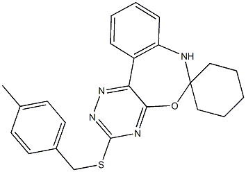 3-[(4-methylbenzyl)sulfanyl]-6,7-dihydrospiro([1,2,4]triazino[5,6-d][3,1]benzoxazepine-6,1'-cyclohexane) 结构式