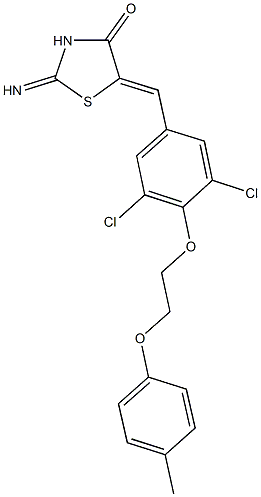 5-{3,5-dichloro-4-[2-(4-methylphenoxy)ethoxy]benzylidene}-2-imino-1,3-thiazolidin-4-one 结构式