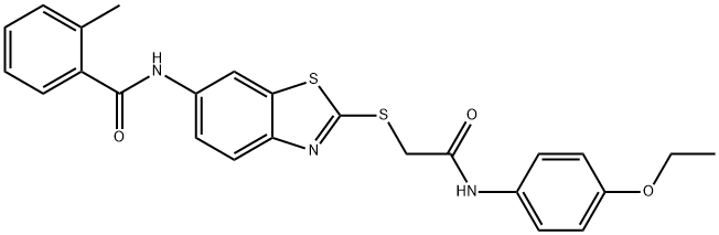 N-(2-{[2-(4-ethoxyanilino)-2-oxoethyl]sulfanyl}-1,3-benzothiazol-6-yl)-2-methylbenzamide 结构式