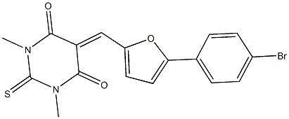 5-{[5-(4-bromophenyl)-2-furyl]methylene}-1,3-dimethyl-2-thioxodihydro-4,6(1H,5H)-pyrimidinedione 结构式