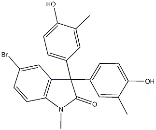 5-bromo-3,3-bis(4-hydroxy-3-methylphenyl)-1-methyl-1,3-dihydro-2H-indol-2-one 结构式