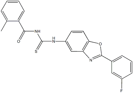 N-[2-(3-fluorophenyl)-1,3-benzoxazol-5-yl]-N'-(2-methylbenzoyl)thiourea 结构式