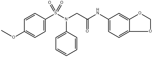 N-(1,3-benzodioxol-5-yl)-2-{[(4-methoxyphenyl)sulfonyl]anilino}acetamide 结构式