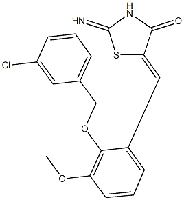 5-{2-[(3-chlorobenzyl)oxy]-3-methoxybenzylidene}-2-imino-1,3-thiazolidin-4-one 结构式