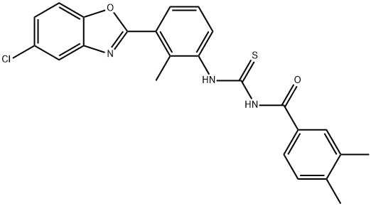 N-[3-(5-chloro-1,3-benzoxazol-2-yl)-2-methylphenyl]-N'-(3,4-dimethylbenzoyl)thiourea 结构式