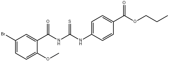 propyl 4-({[(5-bromo-2-methoxybenzoyl)amino]carbothioyl}amino)benzoate 结构式