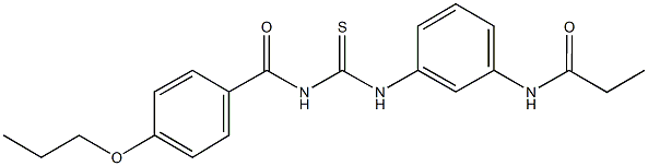 N-[3-({[(4-propoxybenzoyl)amino]carbothioyl}amino)phenyl]propanamide 结构式