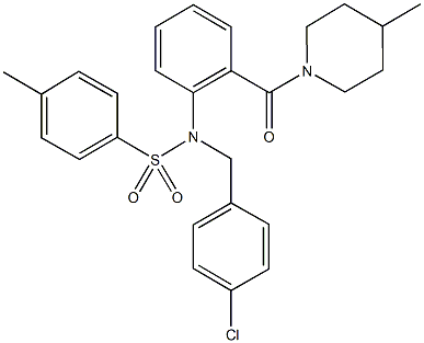 N-(4-chlorobenzyl)-4-methyl-N-{2-[(4-methyl-1-piperidinyl)carbonyl]phenyl}benzenesulfonamide 结构式