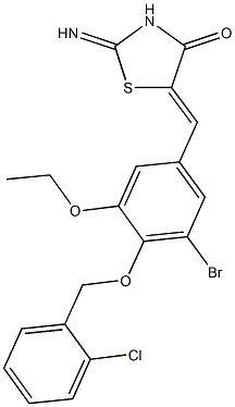 5-{3-bromo-4-[(2-chlorobenzyl)oxy]-5-ethoxybenzylidene}-2-imino-1,3-thiazolidin-4-one 结构式