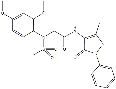 2-[2,4-dimethoxy(methylsulfonyl)anilino]-N-(1,5-dimethyl-3-oxo-2-phenyl-2,3-dihydro-1H-pyrazol-4-yl)acetamide 结构式