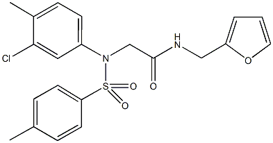 2-{3-chloro-4-methyl[(4-methylphenyl)sulfonyl]anilino}-N-(2-furylmethyl)acetamide 结构式