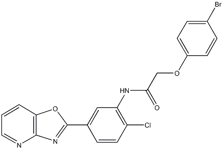 2-(4-bromophenoxy)-N-(2-chloro-5-[1,3]oxazolo[4,5-b]pyridin-2-ylphenyl)acetamide 结构式