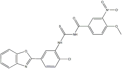 N-[5-(1,3-benzoxazol-2-yl)-2-chlorophenyl]-N'-{3-nitro-4-methoxybenzoyl}thiourea 结构式