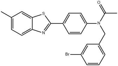 N-(3-bromobenzyl)-N-[4-(6-methyl-1,3-benzothiazol-2-yl)phenyl]acetamide 结构式