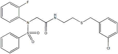 N-{2-[(3-chlorobenzyl)sulfanyl]ethyl}-2-[2-fluoro(phenylsulfonyl)anilino]acetamide 结构式