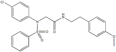 2-[4-chloro(phenylsulfonyl)anilino]-N-[2-(4-methoxyphenyl)ethyl]acetamide 结构式