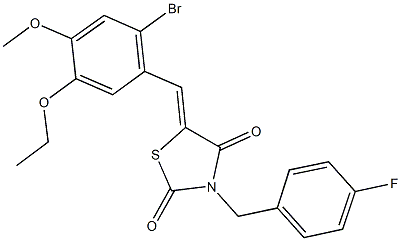 5-(2-bromo-5-ethoxy-4-methoxybenzylidene)-3-(4-fluorobenzyl)-1,3-thiazolidine-2,4-dione 结构式