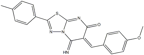 5-imino-6-(4-methoxybenzylidene)-2-(4-methylphenyl)-5,6-dihydro-7H-[1,3,4]thiadiazolo[3,2-a]pyrimidin-7-one 结构式