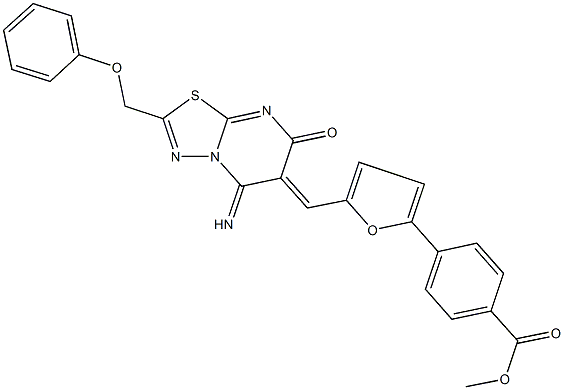 methyl 4-{5-[(5-imino-7-oxo-2-(phenoxymethyl)-5H-[1,3,4]thiadiazolo[3,2-a]pyrimidin-6(7H)-ylidene)methyl]-2-furyl}benzoate 结构式