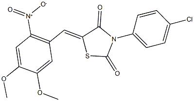 3-(4-chlorophenyl)-5-{2-nitro-4,5-dimethoxybenzylidene}-1,3-thiazolidine-2,4-dione 结构式