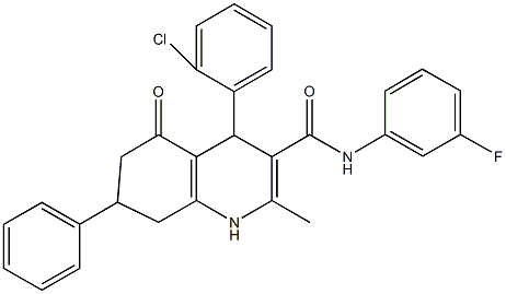 4-(2-chlorophenyl)-N-(3-fluorophenyl)-2-methyl-5-oxo-7-phenyl-1,4,5,6,7,8-hexahydro-3-quinolinecarboxamide 结构式