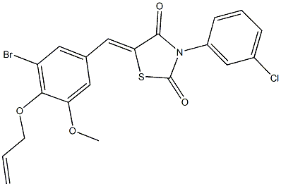 5-[4-(allyloxy)-3-bromo-5-methoxybenzylidene]-3-(3-chlorophenyl)-1,3-thiazolidine-2,4-dione 结构式