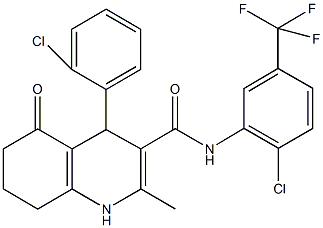 4-(2-chlorophenyl)-N-[2-chloro-5-(trifluoromethyl)phenyl]-2-methyl-5-oxo-1,4,5,6,7,8-hexahydro-3-quinolinecarboxamide 结构式