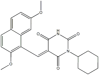 1-cyclohexyl-5-[(2,7-dimethoxy-1-naphthyl)methylene]-2,4,6(1H,3H,5H)-pyrimidinetrione 结构式