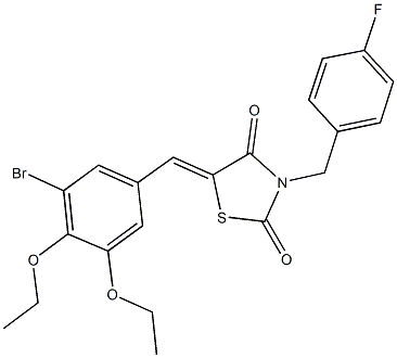 5-(3-bromo-4,5-diethoxybenzylidene)-3-(4-fluorobenzyl)-1,3-thiazolidine-2,4-dione 结构式